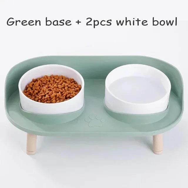 Mangeoires doubles réglables – Bols surélevés pour chat, chiot & petit chien Vert One PETS-TOP
