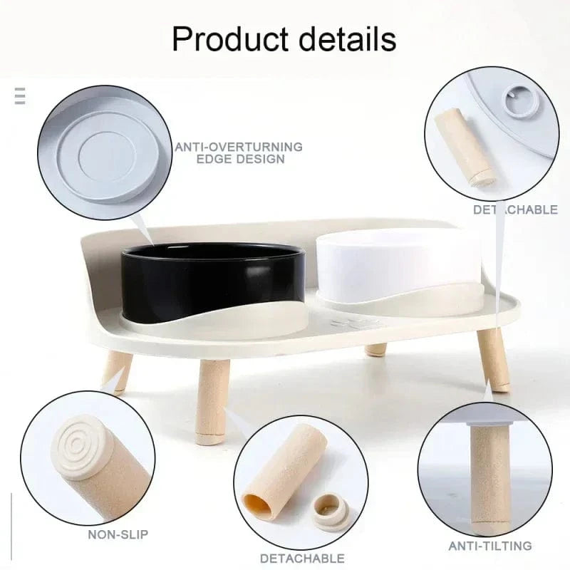 Mangeoires doubles réglables – Bols surélevés pour chat, chiot & petit chien One PETS-TOP