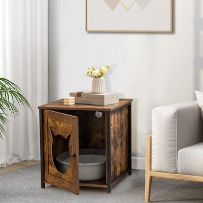 Meuble cache-litière design métal – Niche respirante & facile à nettoyer Marron One PETS-TOP