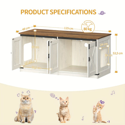Meuble cache-litière double – Design moderne & cachette pour chats One PETS-TOP