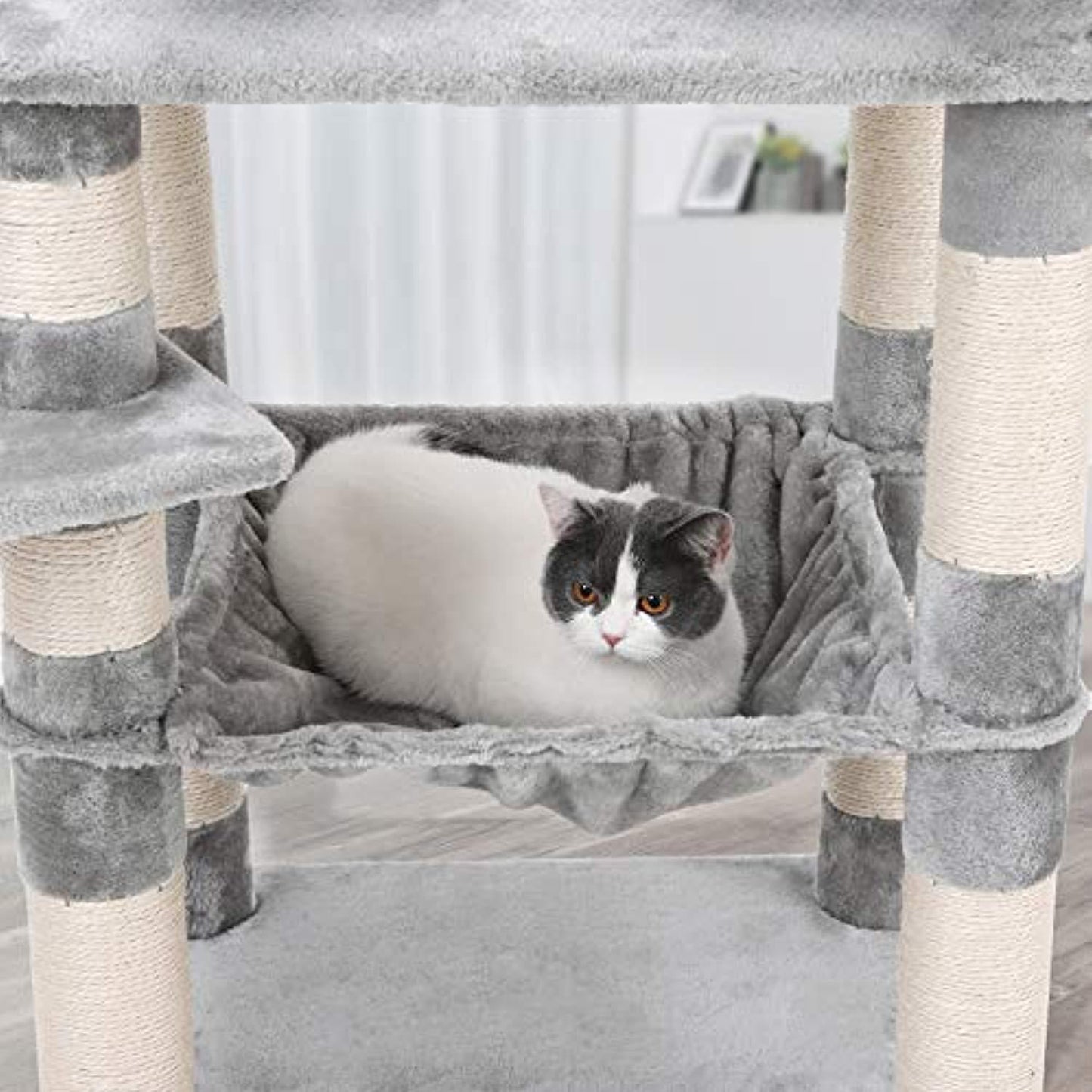 Arbre À Chat, Stable Avec Niche, Hauteur De 143 Cm, Gris Clair Pct15W - One PETS-TOP