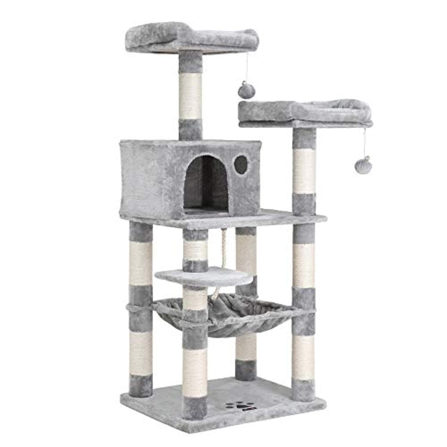 Arbre À Chat, Stable Avec Niche, Hauteur De 143 Cm, Gris Clair Pct15W - One PETS-TOP
