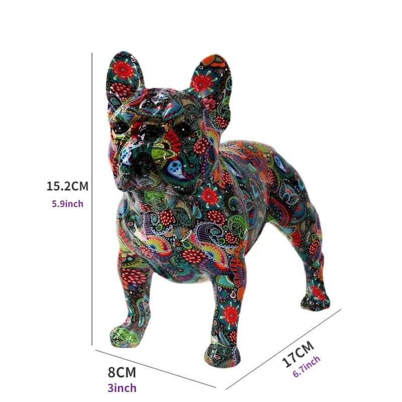Bulldog Coloré En Résine - Artisanat Diy Unique - One PETS-TOP