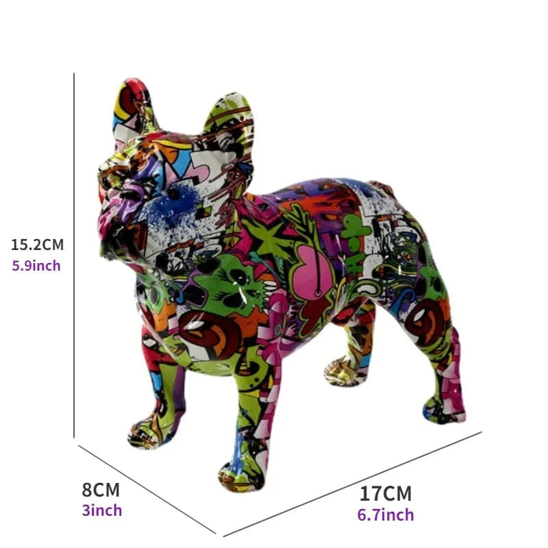 Bulldog Coloré En Résine - Artisanat Diy Unique - One PETS-TOP