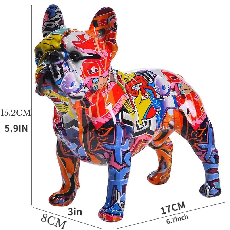 Bulldog Coloré En Résine - Artisanat Diy Unique - One PETS-TOP