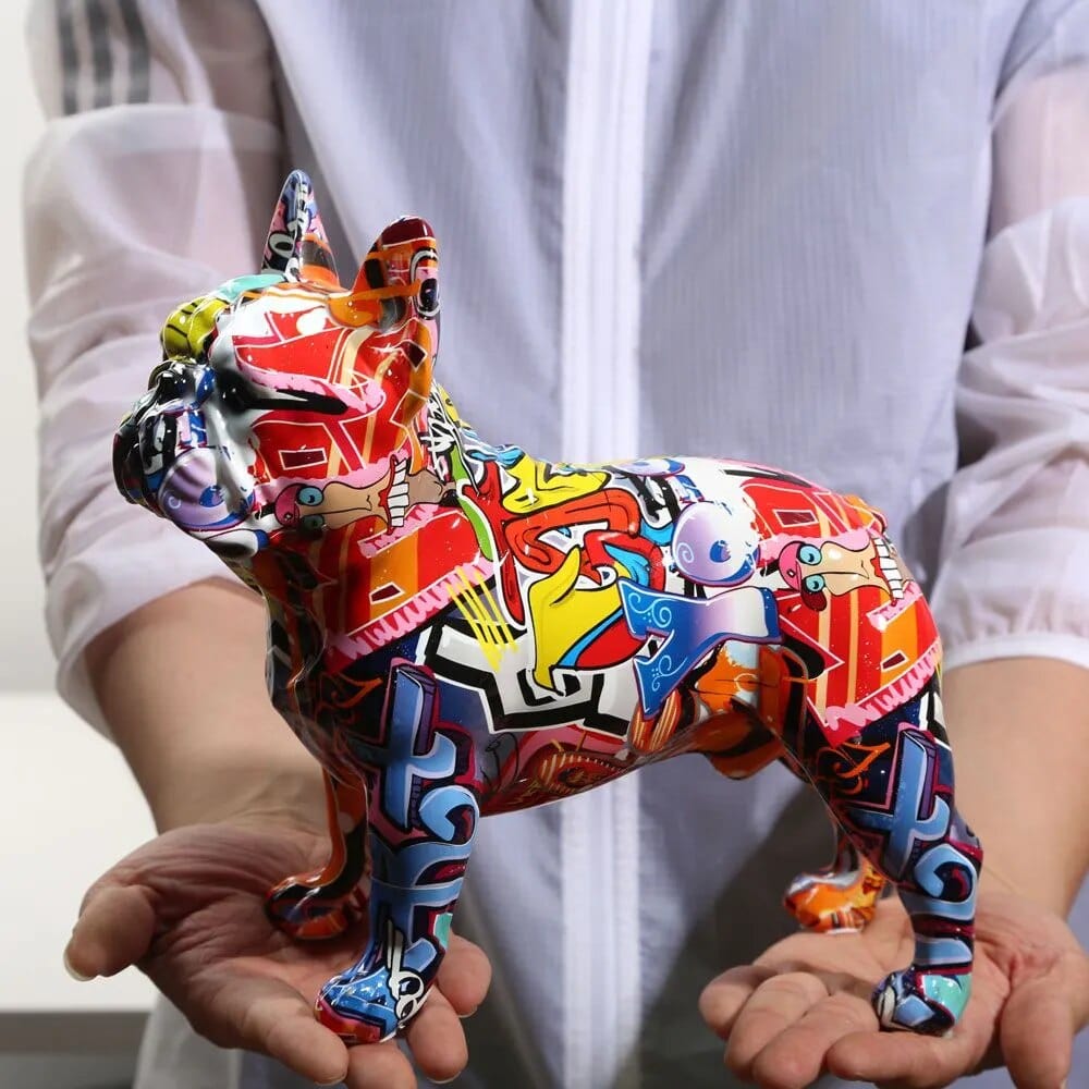 Bulldog Coloré En Résine - Artisanat Diy Unique - One PETS-TOP