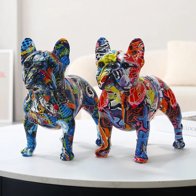 Bulldog Coloré En Résine - Artisanat Diy Unique - One PETS-TOP