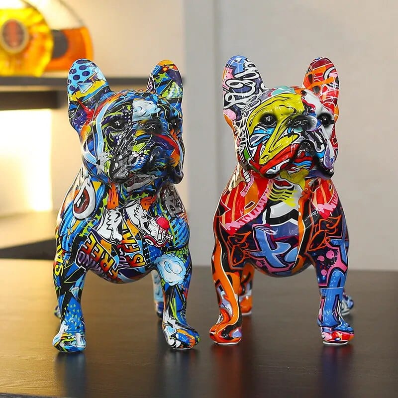 Bulldog Coloré En Résine - Artisanat Diy Unique - One PETS-TOP