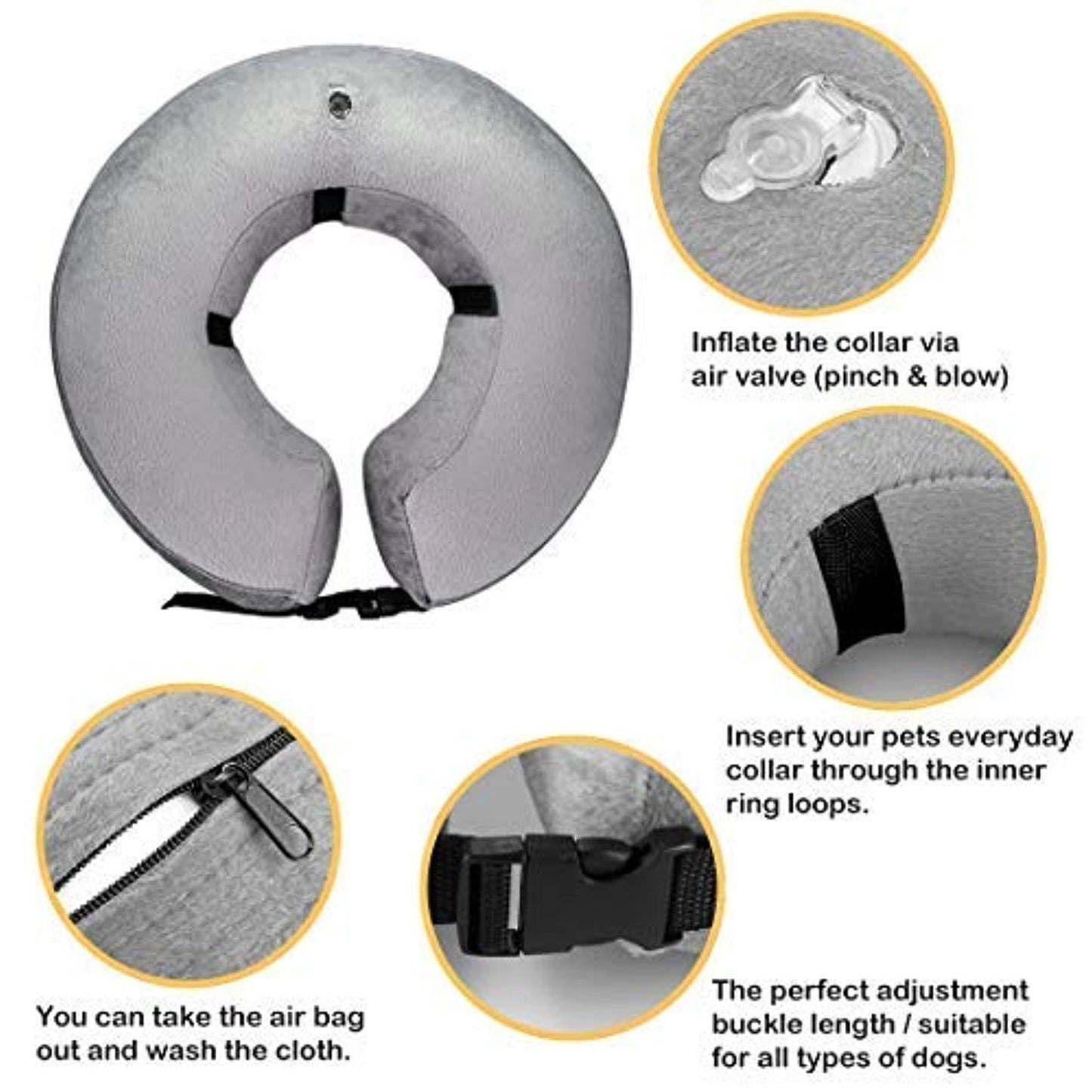 Collier De Protection Gonflable Pour Chiens De Petite Et Moyenne Taille Et Pour Chats, Empêche Les Animaux De Toucher Leurs Points De Suture - One PETS-TOP