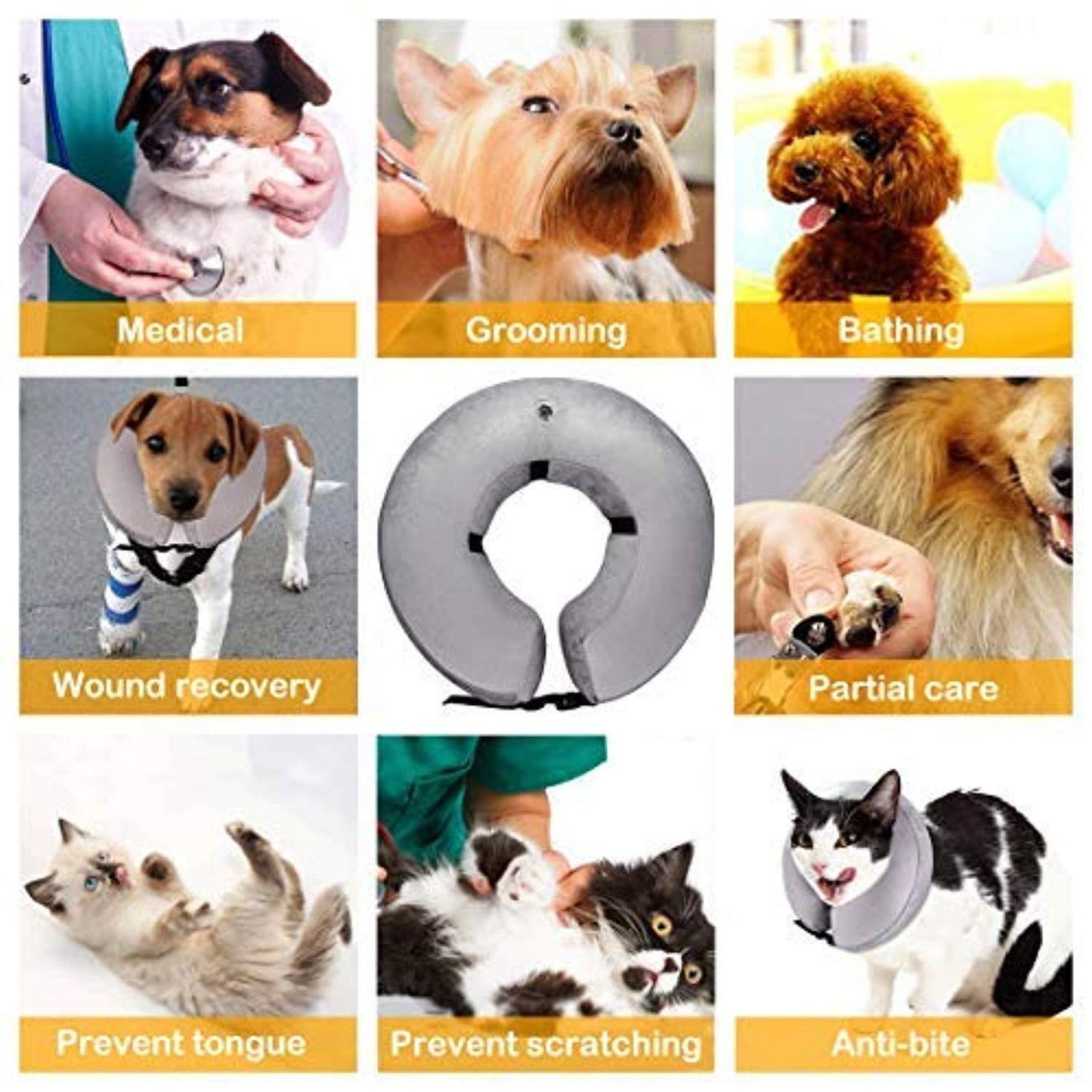 Collier De Protection Gonflable Pour Chiens De Petite Et Moyenne Taille Et Pour Chats, Empêche Les Animaux De Toucher Leurs Points De Suture - One PETS-TOP