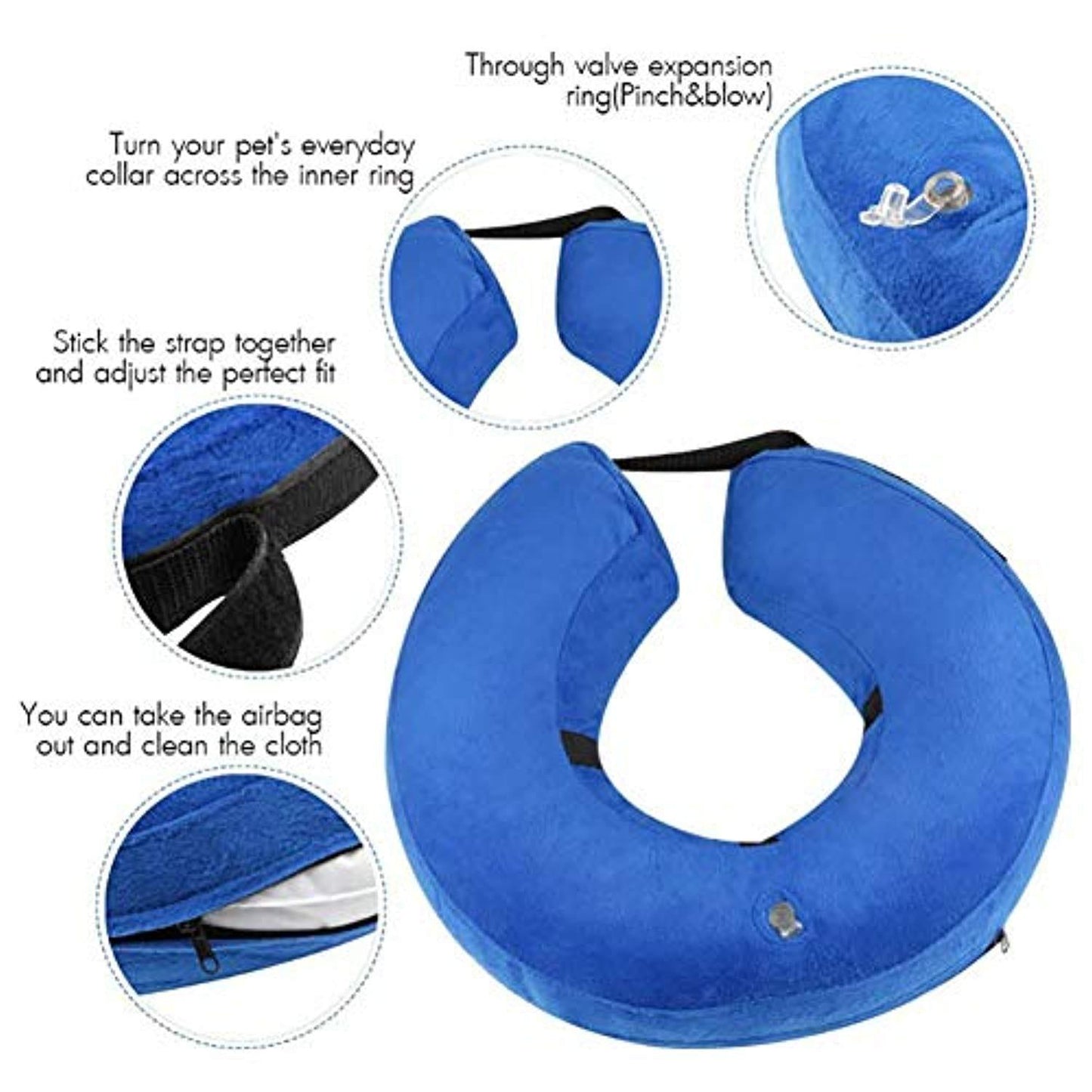 Collier Gonflable De Récupération Collerette De Protection Ajustable Cône De Cicatrisation Confortable Pour Chien (S) - One PETS-TOP