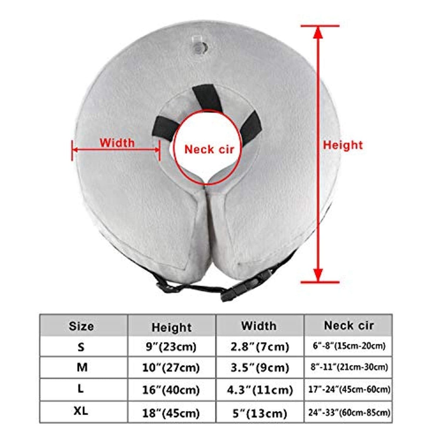 Collier Gonflable De Récupération Rétablissement Protecteur Doux Pour Chiens Et Chats Xh003 (L, Grey) - One PETS-TOP