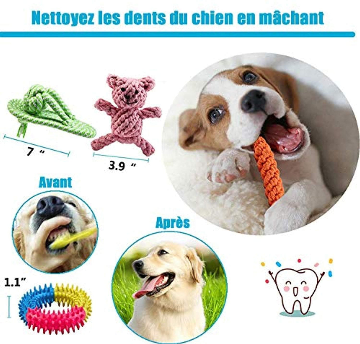 Ensemble Lot De 10 De Jouets Pour Chien, Durables Mâcher Corde Jouet Solitude Petits Et Moyens Chiens Santé - One PETS-TOP