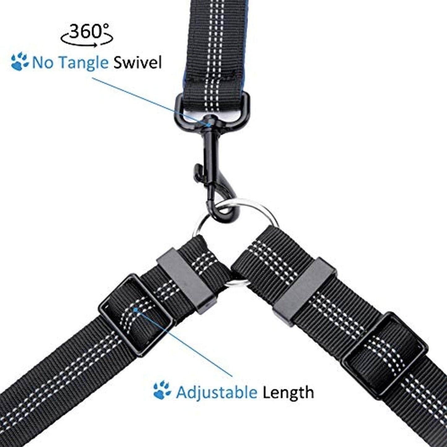 Laisse Pour Chien, Laisse Corde, Laisse Chien Main Libre, Flexible Nylon Élastique Réglable, Réfléchissante, Pochette Ajustable Pour Deux Chiens Grands Ou Moyens, Idéal Pour Course À Pied - One PETS-TOP