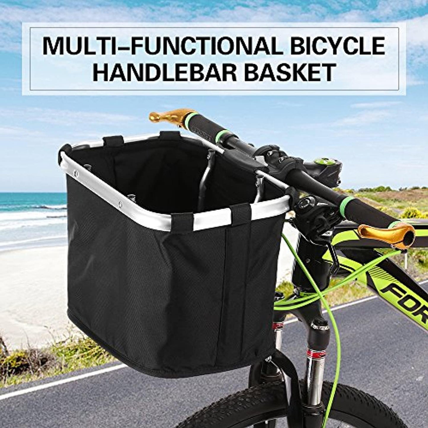 Lixada Vélo Panier Avant Pliant Amovible Vélo Guidon Panier Pet Cat Chien Transporteur Sac En Aluminium Cadre Top Poignées - One PETS-TOP