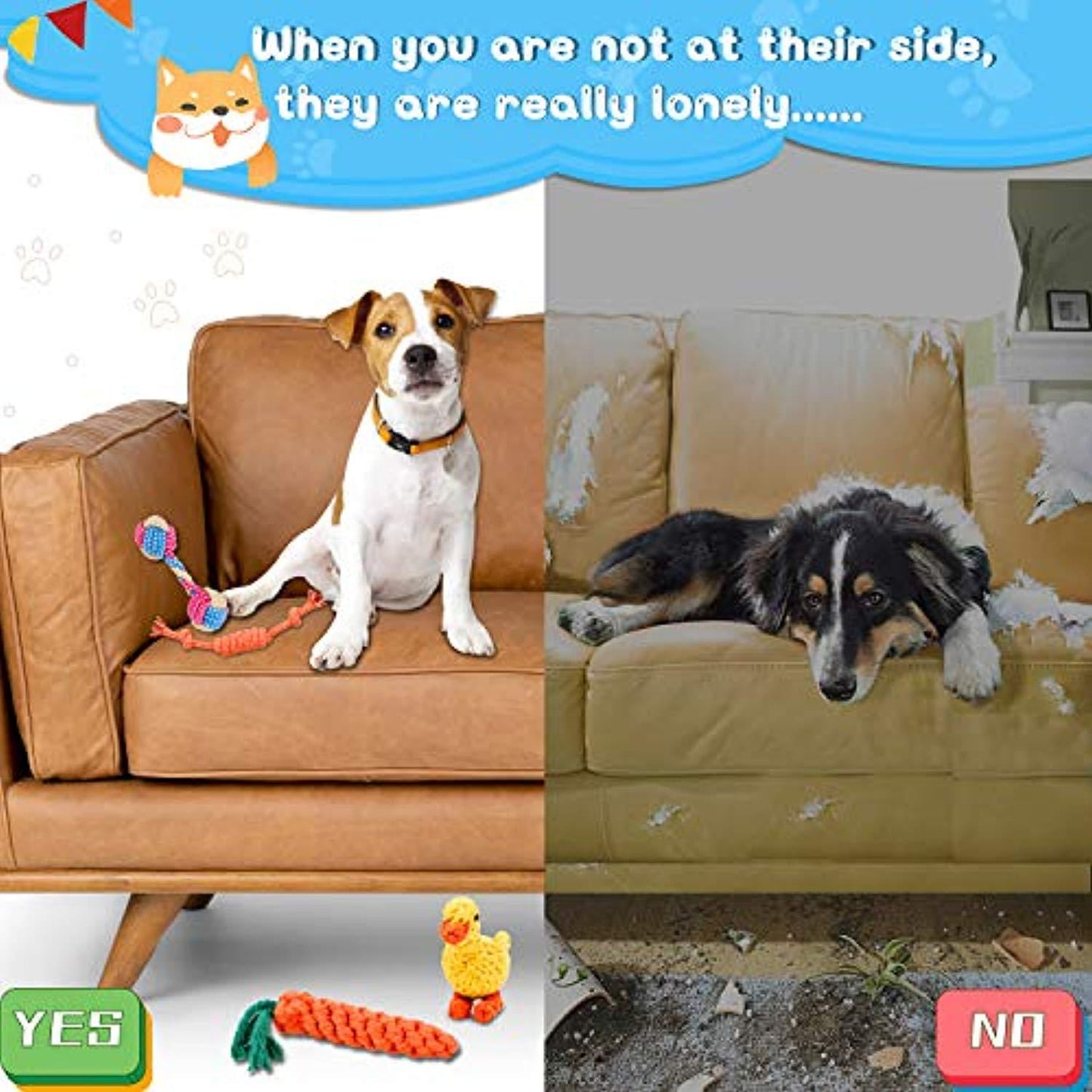 Lot De 10 Jouets Chien Chiot, Durables Jouet Corde Chien, Jouet À Mâcher Corde De Dentition Pour Petit Et Moyen Chien, Jouet Interactif Chien Avec Cordon De Tirage Frisbee Balle Duck Carotte - One PETS-TOP