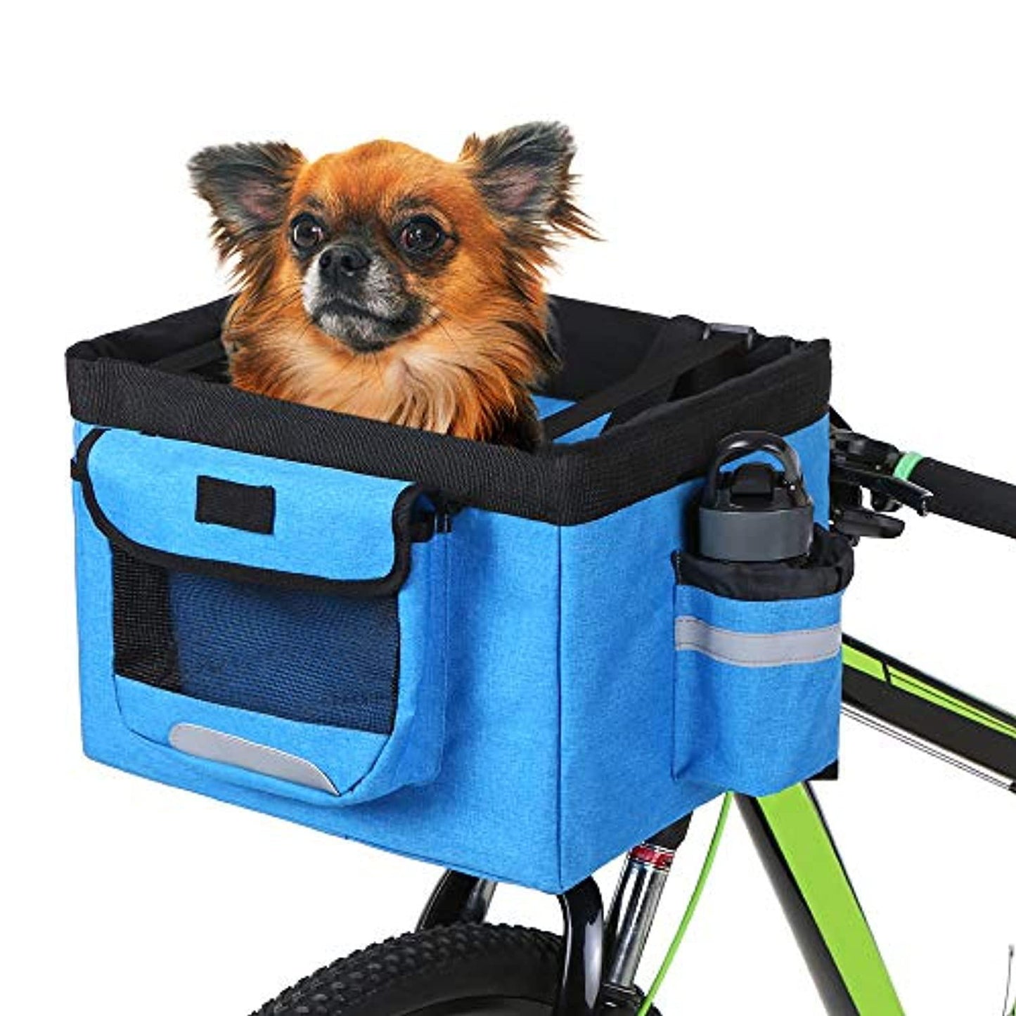 Panier De Vélo,Pliable Vélo Avant Panier Amovible Vélo Pet Panier Pet Chien Chat Lapin Transporteur Camping Fourre-Tout Sac - One PETS-TOP