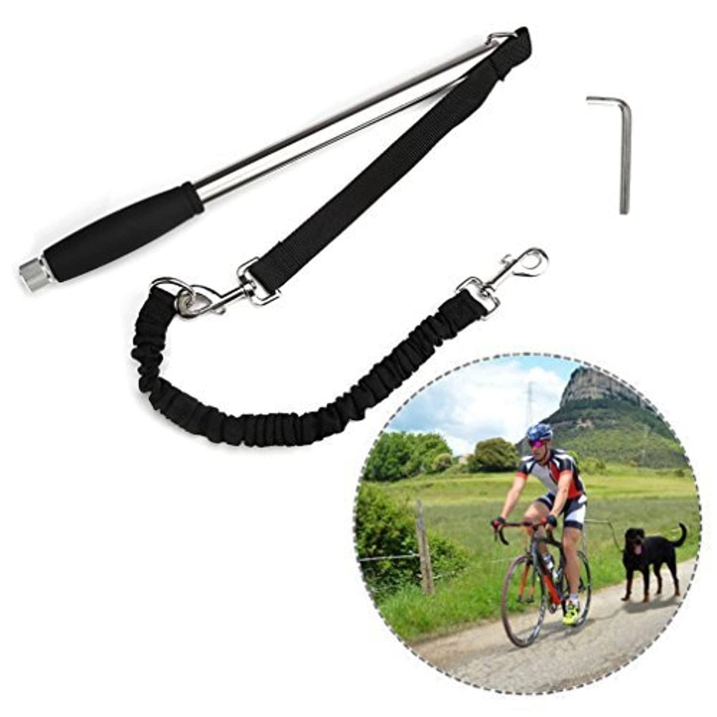 Poppy Pet Dog Bicycle Leash, Hands Free Bike Exerciser Lead Pour Chiens, Stabilité Contrôlée Cyclisme, Course Et Exercice De Marche Pour Vous Et Votre Chien, Noir, Pratique Et Utile - One PETS-TOP