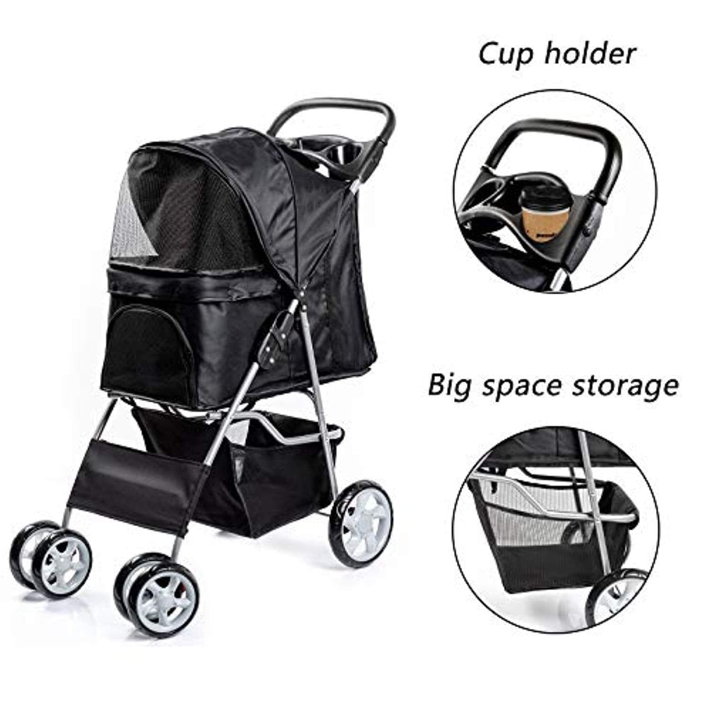 Poussette Chien Chat Poussette Avec 4 Roues - One PETS-TOP