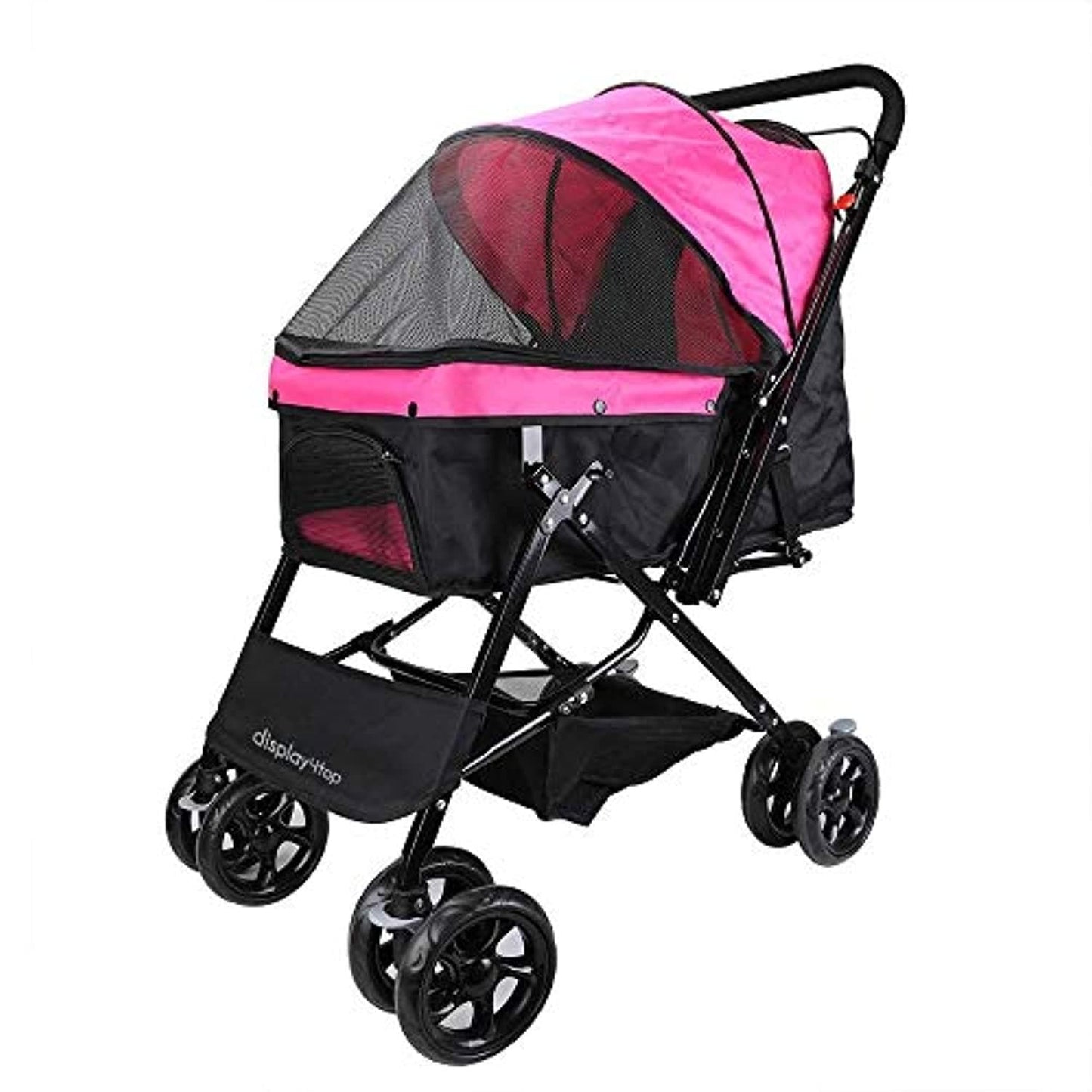 Poussette Rose De Voyage D'Animal De Compagnie, Chariot À Quatre Roues Pliable De Suspension De Chariot À Chat Et À Chien De Grand Approvisionnements De Voyage - One PETS-TOP