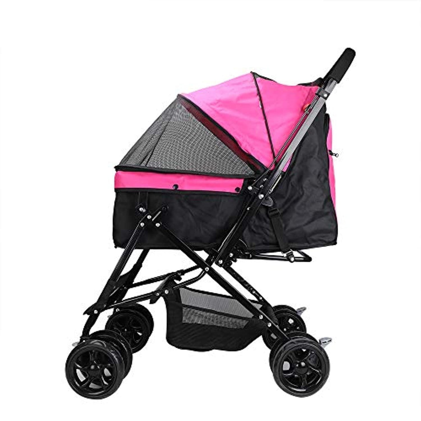 Poussette Rose De Voyage D'Animal De Compagnie, Chariot À Quatre Roues Pliable De Suspension De Chariot À Chat Et À Chien De Grand Approvisionnements De Voyage - One PETS-TOP