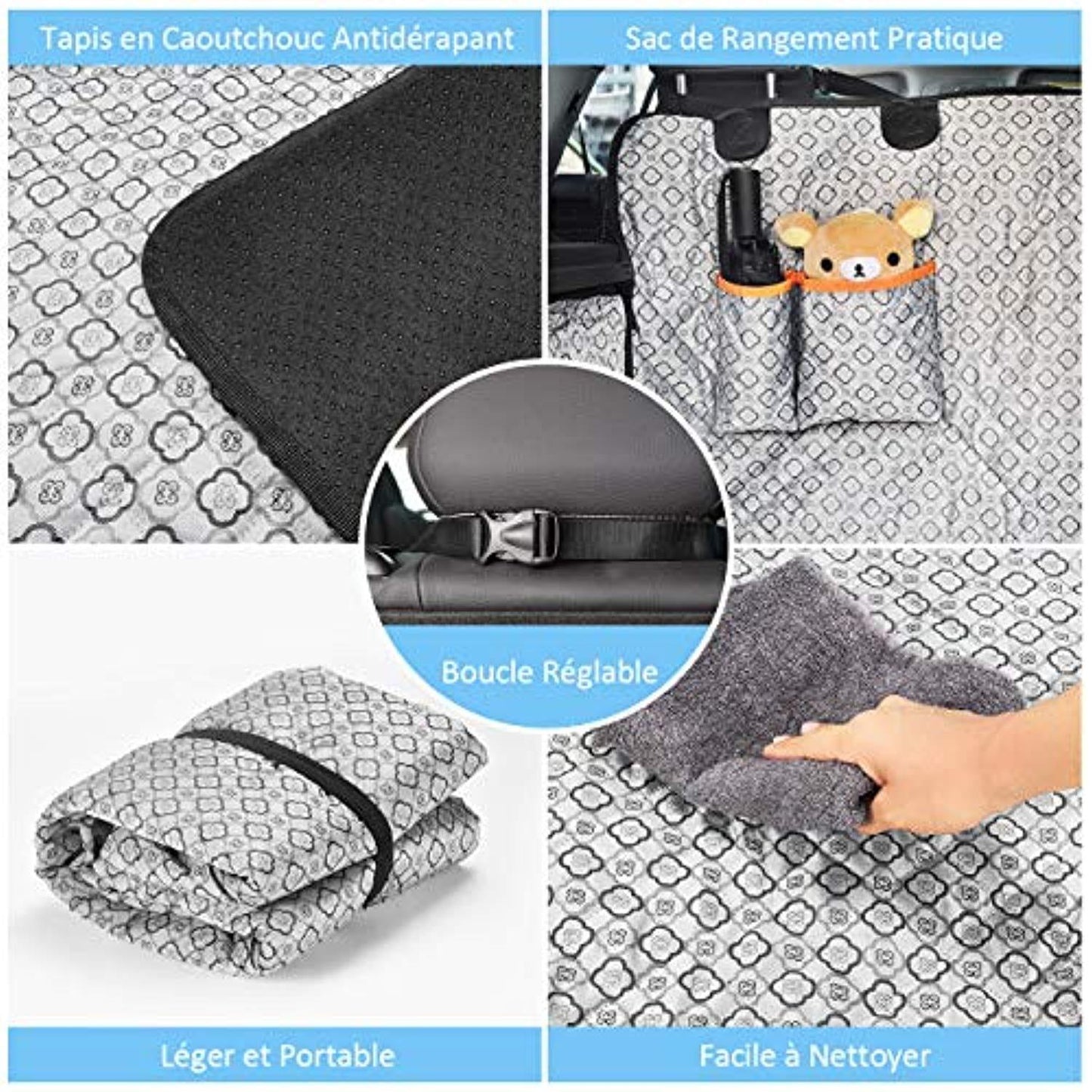 Protection Coffre Voiture Chien Étanche 100%, Housse Protection Coffre Antidérapante, Housse Voiture Chien Supérieure, Tapis Pique Niques, Compatible Avec La Plupart Des Suv, Argent - One PETS-TOP