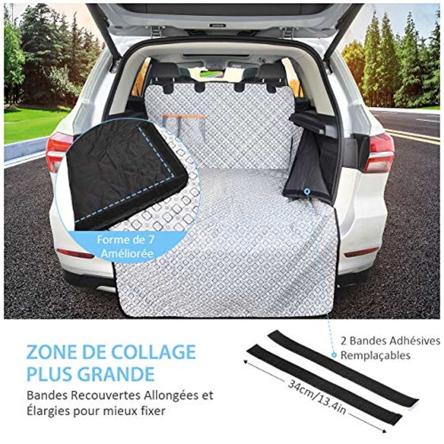 Protection Coffre Voiture Chien Étanche 100%, Housse Protection Coffre Antidérapante, Housse Voiture Chien Supérieure, Tapis Pique Niques, Compatible Avec La Plupart Des Suv, Argent - One PETS-TOP