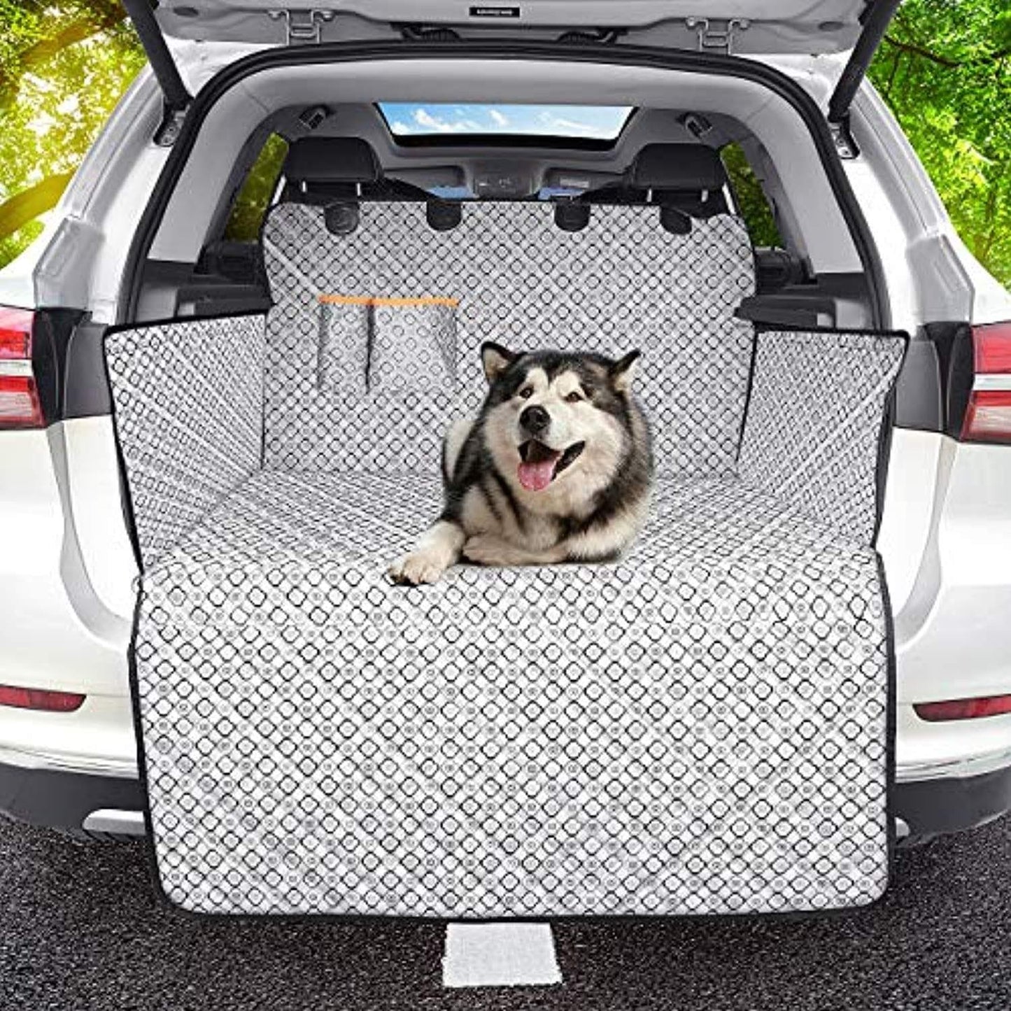 Protection Coffre Voiture Chien Étanche 100%, Housse Protection Coffre Antidérapante, Housse Voiture Chien Supérieure, Tapis Pique Niques, Compatible Avec La Plupart Des Suv, Argent - One PETS-TOP