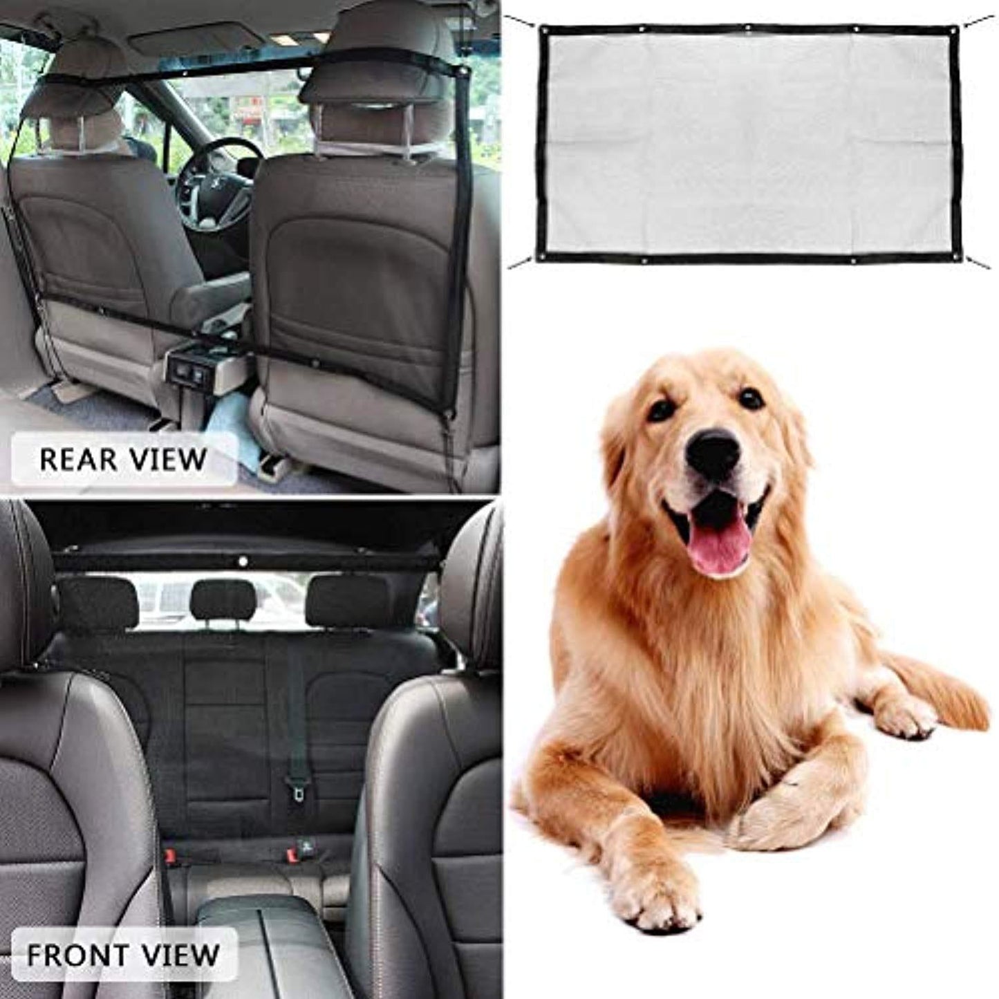 Protection En Filet Filet Barriere De Securite De Voiture Pour Animal De Compagnie, Séparation Auto Pour Chien Chat Filet, Fixer Aux Sièges Pour Bloquer - One PETS-TOP