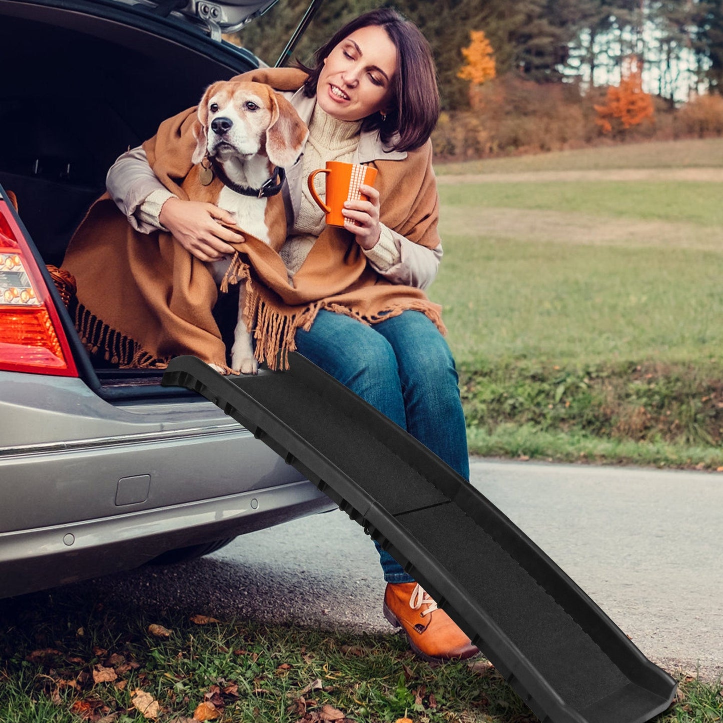 Rampe pliable pour chien – Accès voiture, escaliers & coffre | Jusqu’à 90 kg Noir One PETS-TOP
