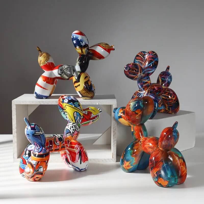 Chien Ballon Pop Art – Objet Déco Résine Colorée - One PETS-TOP