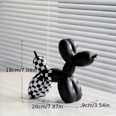 Sculpture chien ballon moderne noir et blanc – Décoration design One PETS-TOP