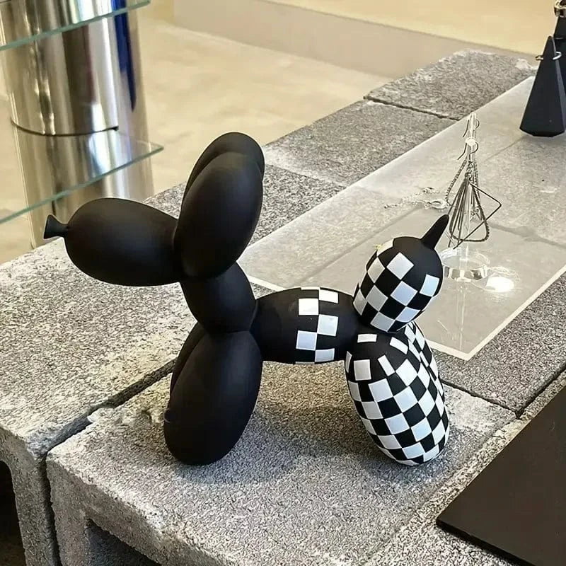 Sculpture chien ballon moderne noir et blanc – Décoration design Noir One PETS-TOP