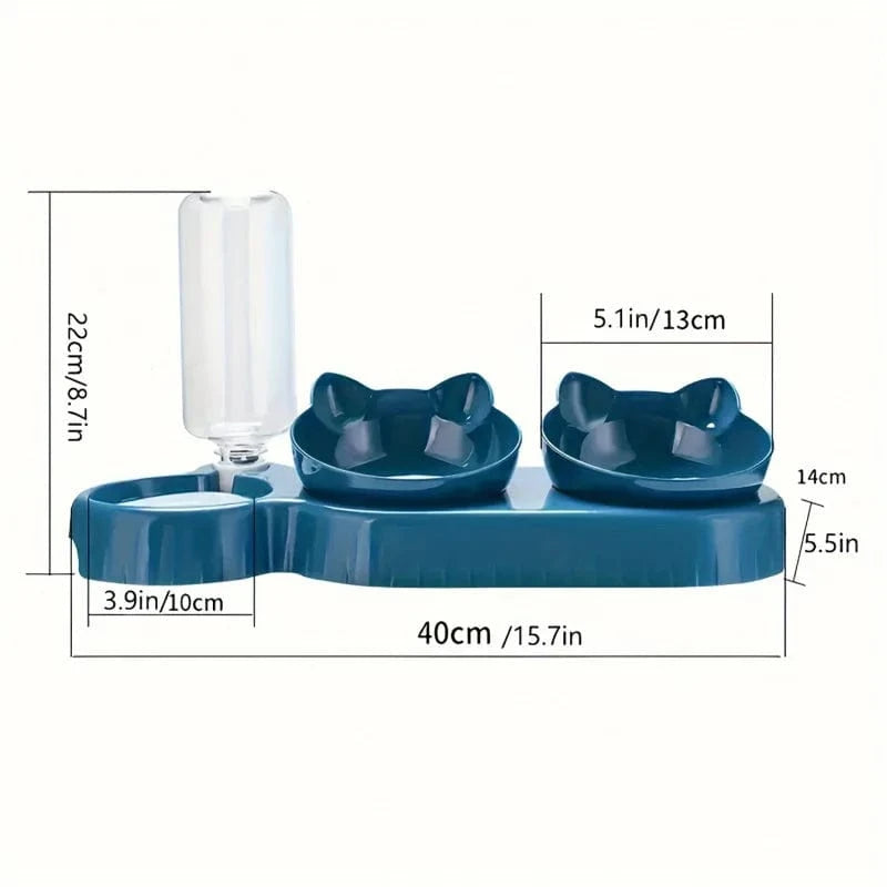 Station d’alimentation 3-en-1 pour chat – Bols & abreuvoir design One PETS-TOP