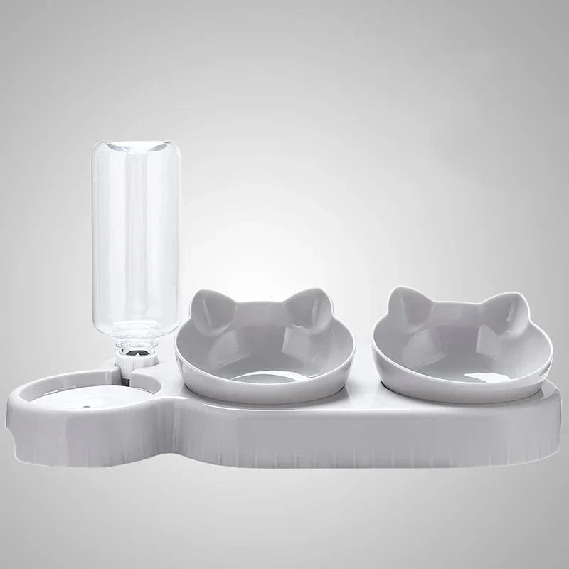 Station d’alimentation 3-en-1 pour chat – Bols & abreuvoir design M / Gris Clair One PETS-TOP