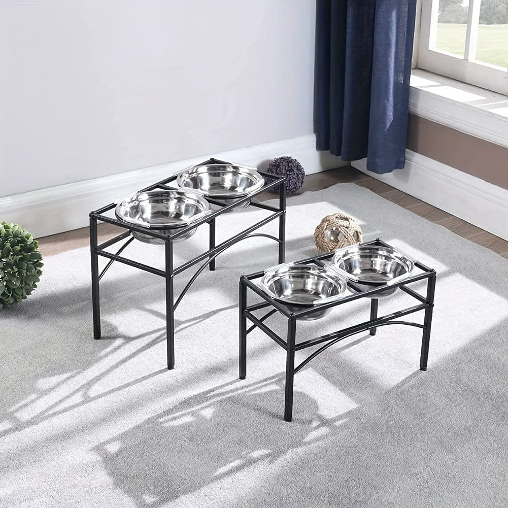 Station d’alimentation surélevée pour chien – Double gamelle inox & support métal 42*22*27CM One PETS-TOP