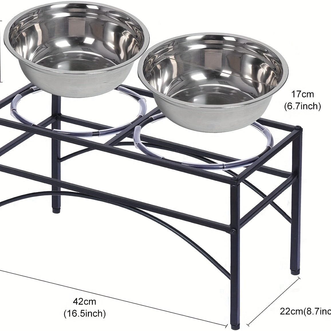 Station d’alimentation surélevée pour chien – Double gamelle inox & support métal 42*22*27CM One PETS-TOP