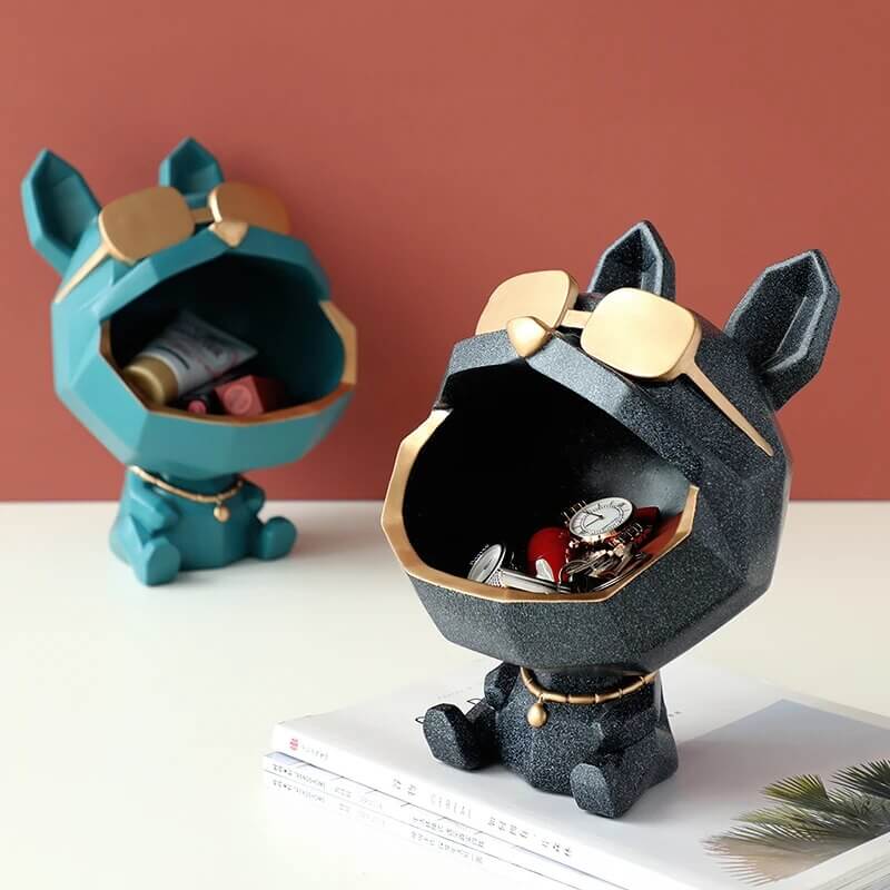 Vide-Poche Chien Design En Résine – Figurine Déco Avec Lunettes Dorées - One PETS-TOP