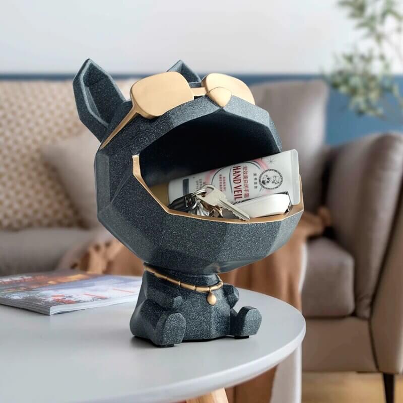 Vide-Poche Chien Design En Résine – Figurine Déco Avec Lunettes Dorées - One PETS-TOP