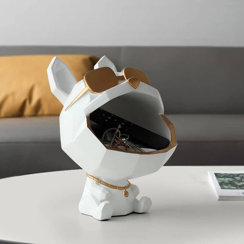 Vide-Poche Chien Design En Résine – Figurine Déco Avec Lunettes Dorées - One PETS-TOP