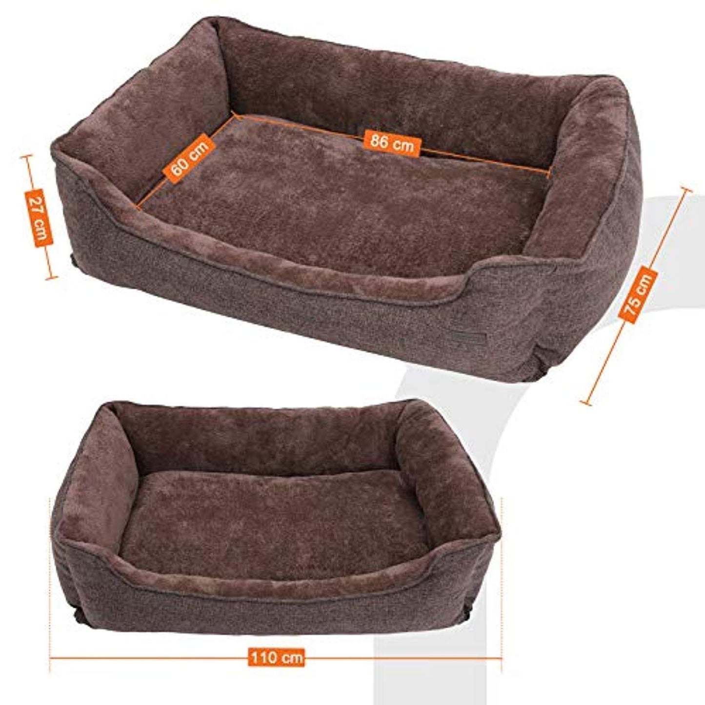 Lit Pour Chien Panier Revêtement En Tissu Style Ours En Peluche Déhoussable Et Lavable En Machine, Marron - One PETS-TOP