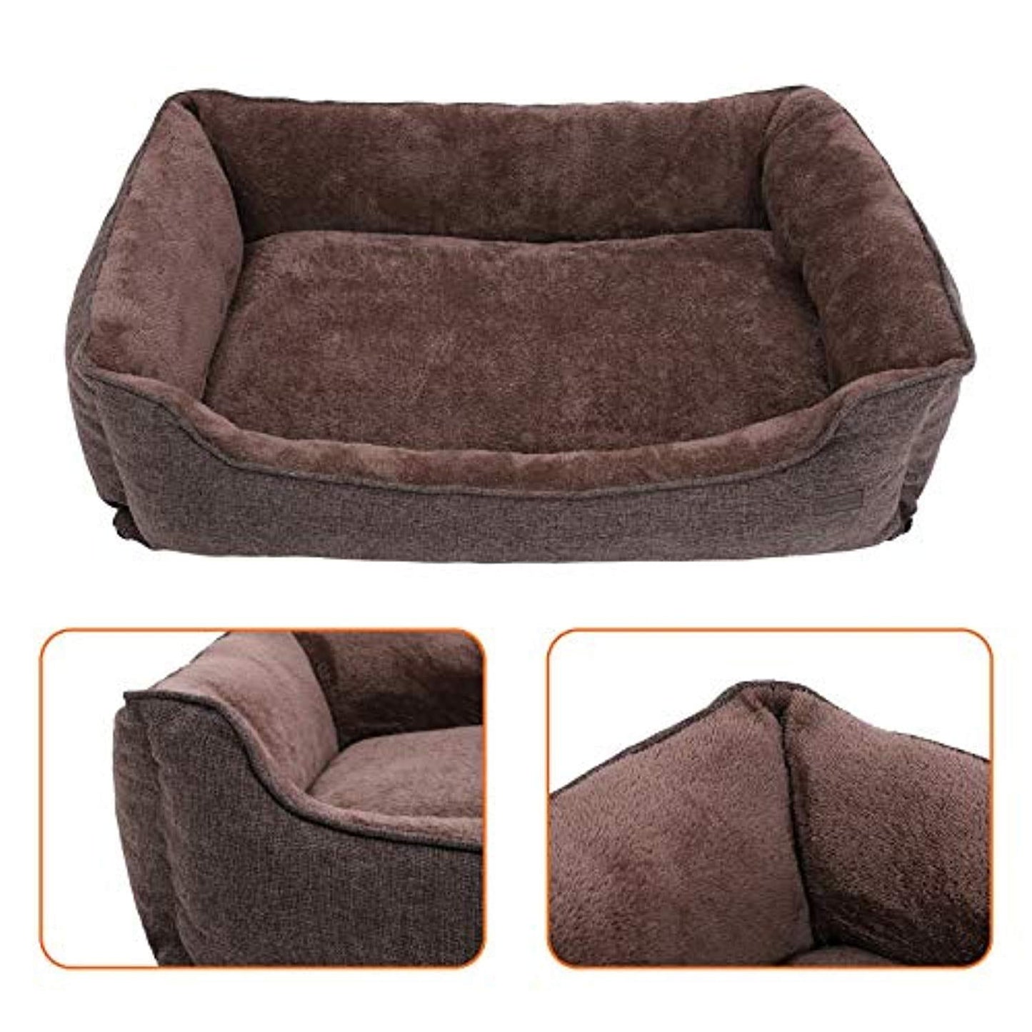 Lit Pour Chien Panier Revêtement En Tissu Style Ours En Peluche Déhoussable Et Lavable En Machine, Marron - One PETS-TOP