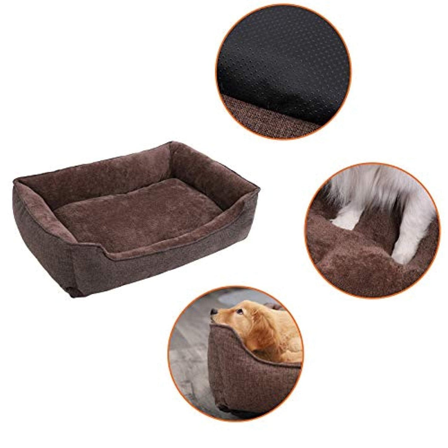 Lit Pour Chien Panier Revêtement En Tissu Style Ours En Peluche Déhoussable Et Lavable En Machine, Marron - One PETS-TOP