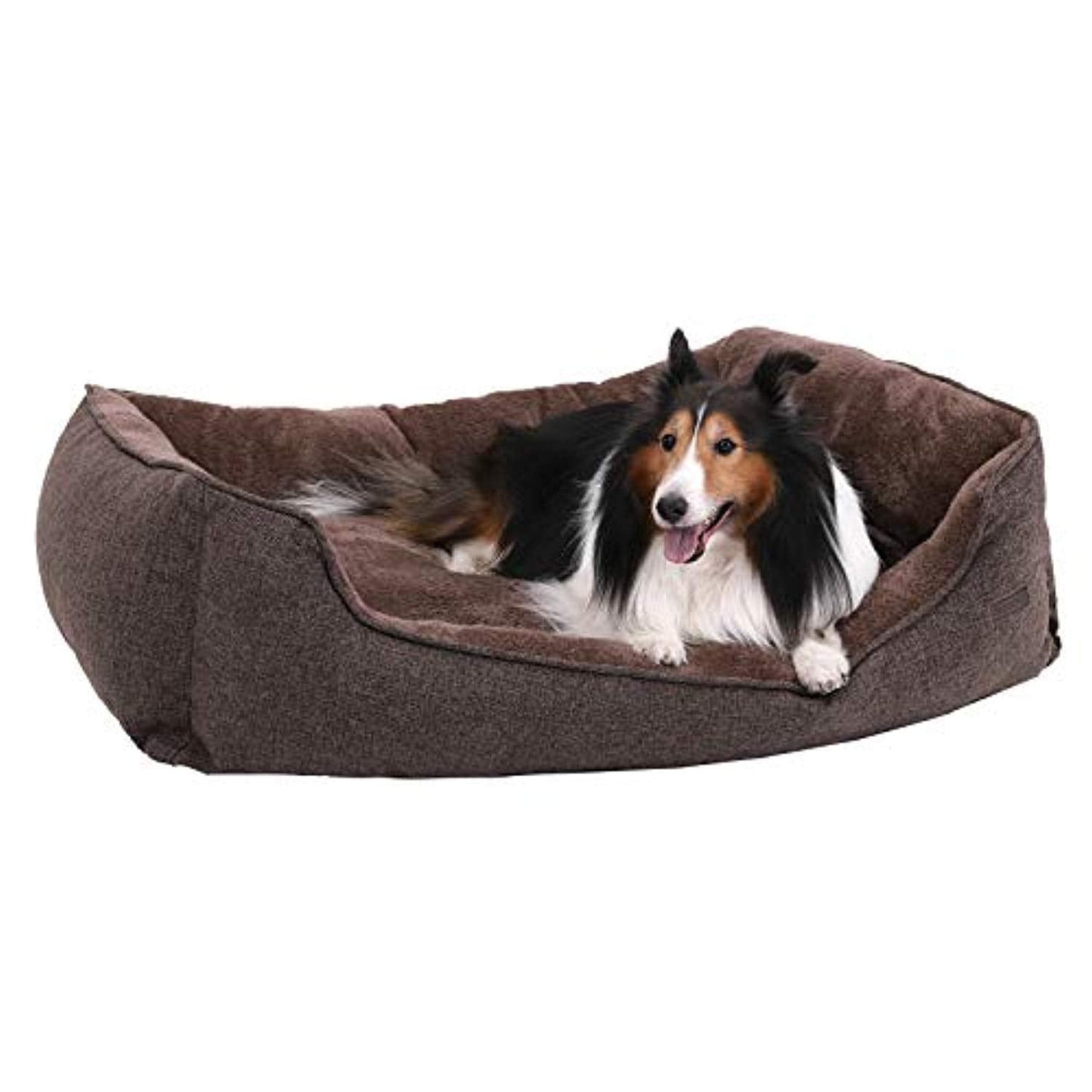Lit Pour Chien Panier Revêtement En Tissu Style Ours En Peluche Déhoussable Et Lavable En Machine, Marron - One PETS-TOP
