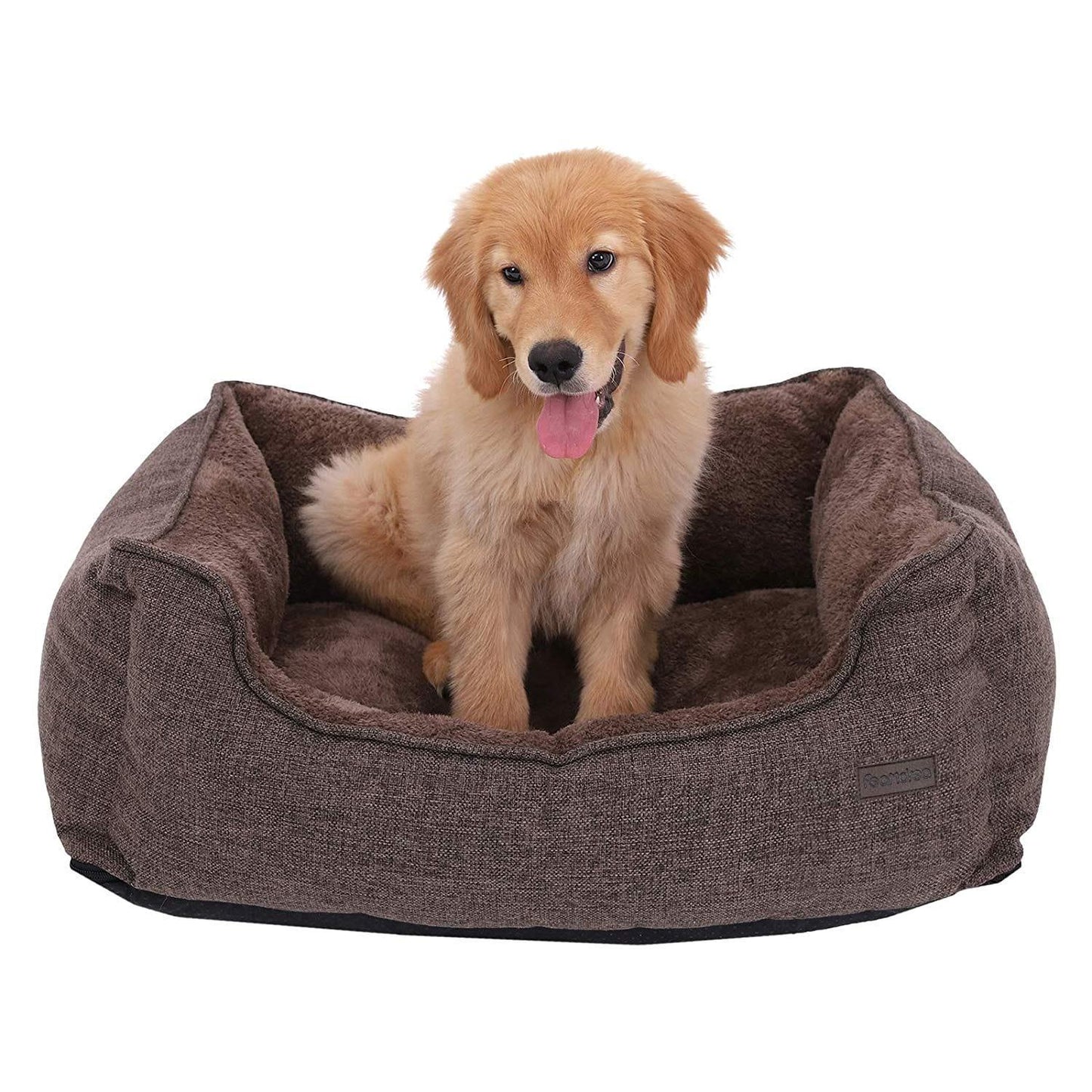 Lit Pour Chien Panier Revêtement En Tissu Style Ours En Peluche Déhoussable Et Lavable En Machine, Marron - One PETS-TOP