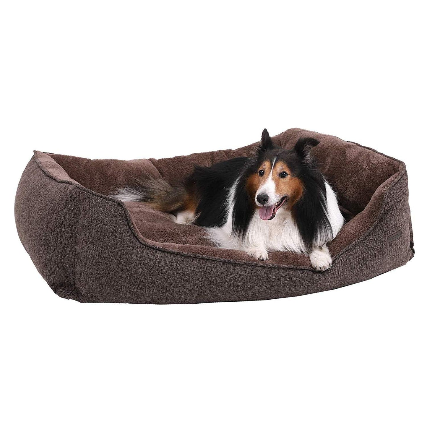 Lit Pour Chien Panier Revêtement En Tissu Style Ours En Peluche Déhoussable Et Lavable En Machine, Marron - One PETS-TOP