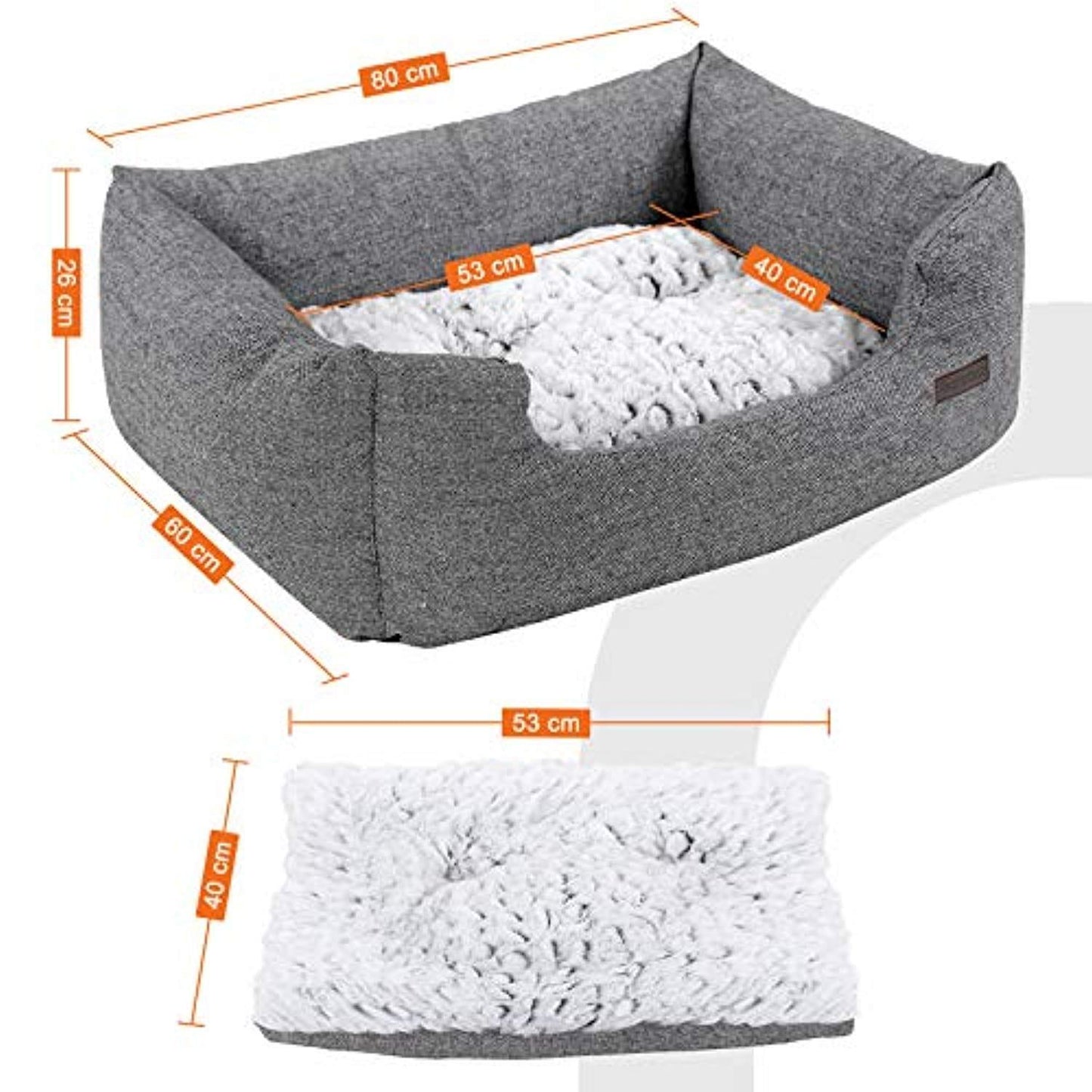 Panier Pour Chien, Lit Pour Chien, Taille M 80 X 60 X 26 Cm, Canapé, Matelas, Avec Coussin Rembourré - One PETS-TOP