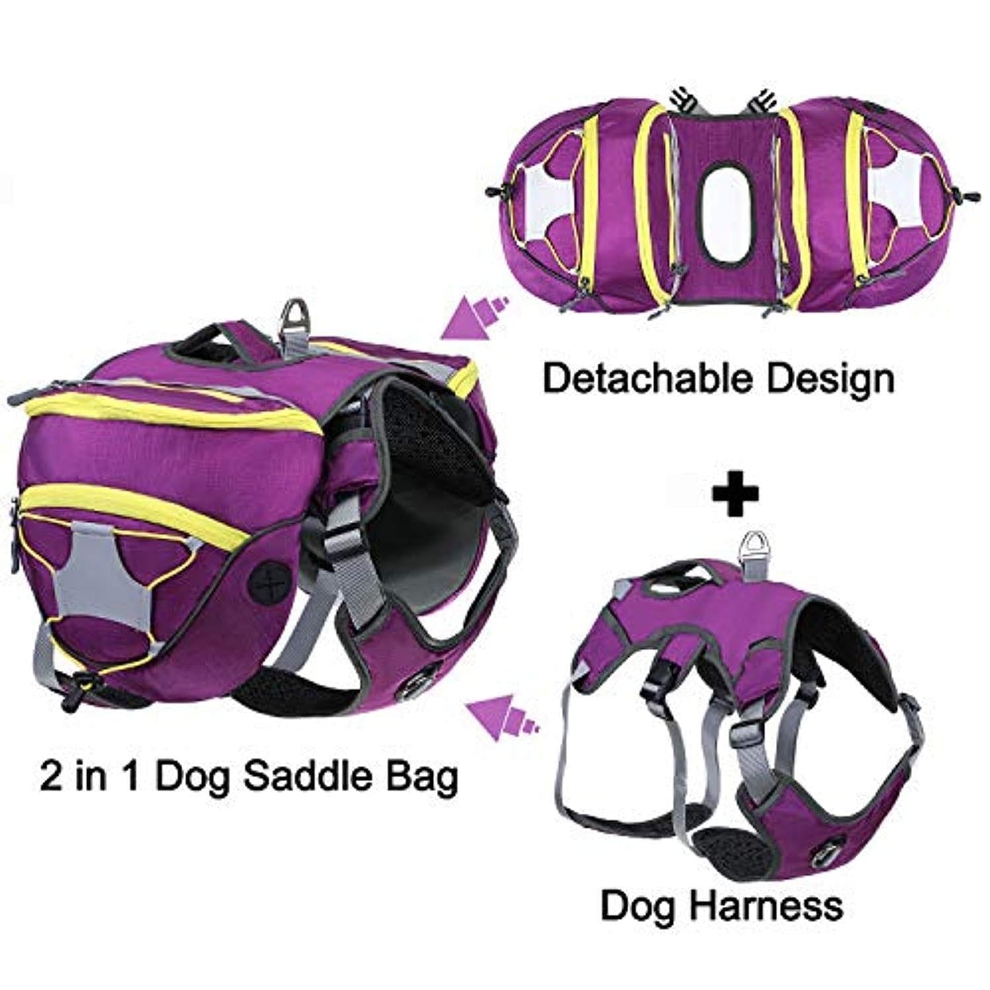 Sac À Dos De Transport Sacoche De Randonnée Pour Chien Réglable Imperméable Respirant Avec Pochettes Amovibles Harnais Gilet Sac De Selle À Voyage Marche Formation Camping Entraînement - One PETS-TOP