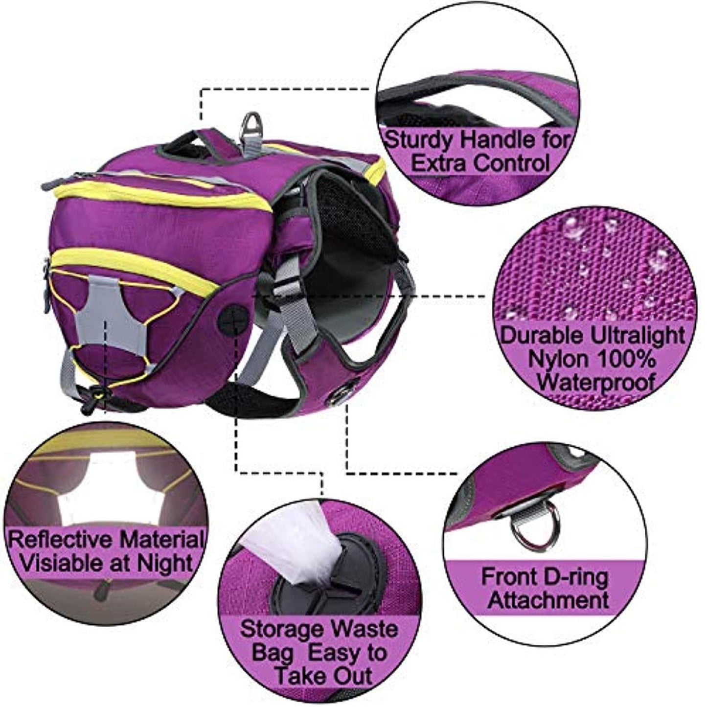 Sac À Dos De Transport Sacoche De Randonnée Pour Chien Réglable Imperméable Respirant Avec Pochettes Amovibles Harnais Gilet Sac De Selle À Voyage Marche Formation Camping Entraînement - One PETS-TOP