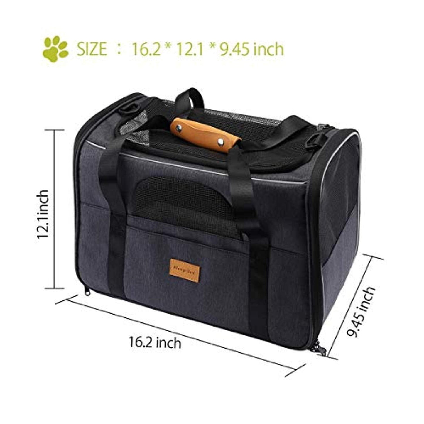 Sac Transport Chat Chien, Caisse De Transport Chat Respirant Et Pliable Cage Transport Chat Avec Matelas En Peluche Amovible + Bol - One PETS-TOP